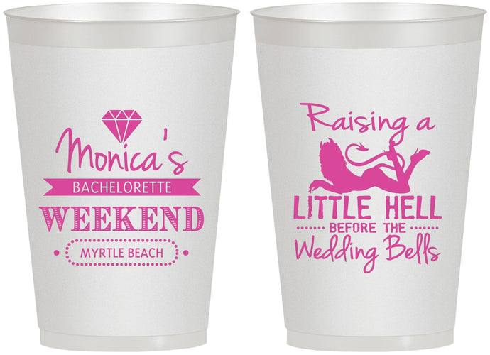 Personalized Bachelorette 12 oz Frosted Cups - Raising A Little Hell | 60103