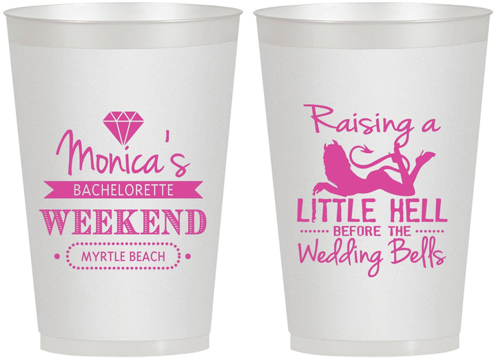 Personalized Bachelorette 12 oz Frosted Cups - Raising A Little Hell | 60103