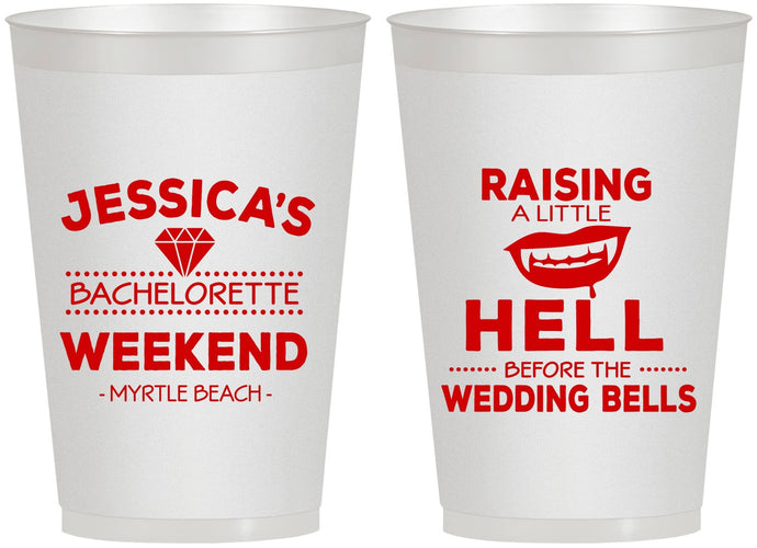 Personalized Bachelorette 12 oz Frosted Cups - Raising A Little Hell | 60106
