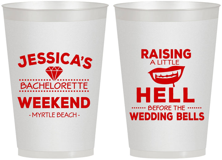 Personalized Bachelorette 12 oz Frosted Cups - Raising A Little Hell | 60106