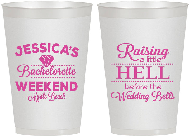 Personalized Bachelorette 12 oz Frosted Cups - Raising A Little Hell | 60107