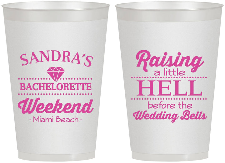 Personalized Bachelorette 12 oz Frosted Cups - Raising A Little Hell | 60108