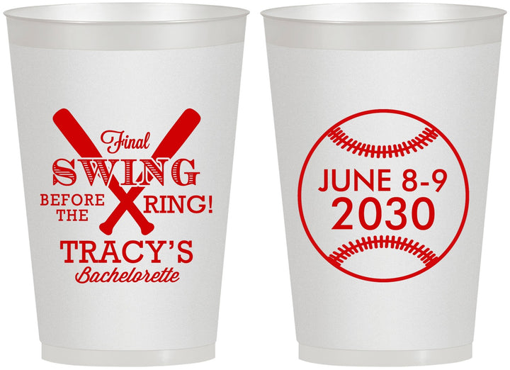 Personalized Bachelorette 12 oz Frosted Cups - Final Swing Before Ring | 60109