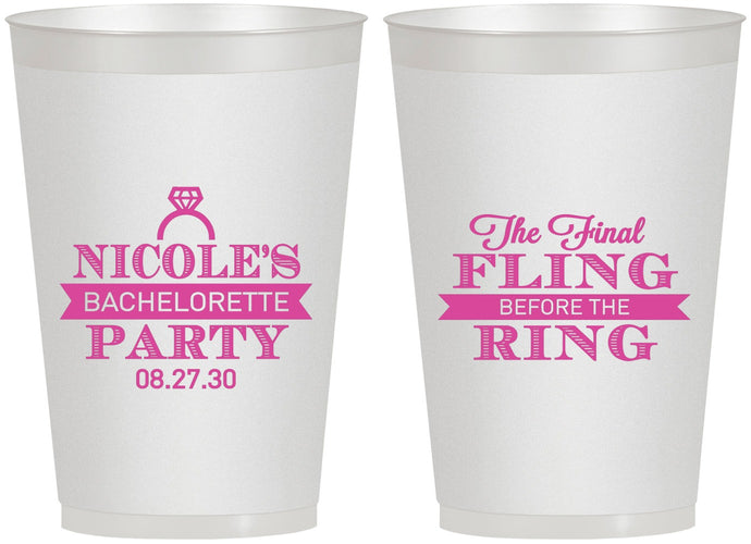 Personalized Bachelorette 12 oz Frosted Cups - Final Fling Before The Ring | 60110
