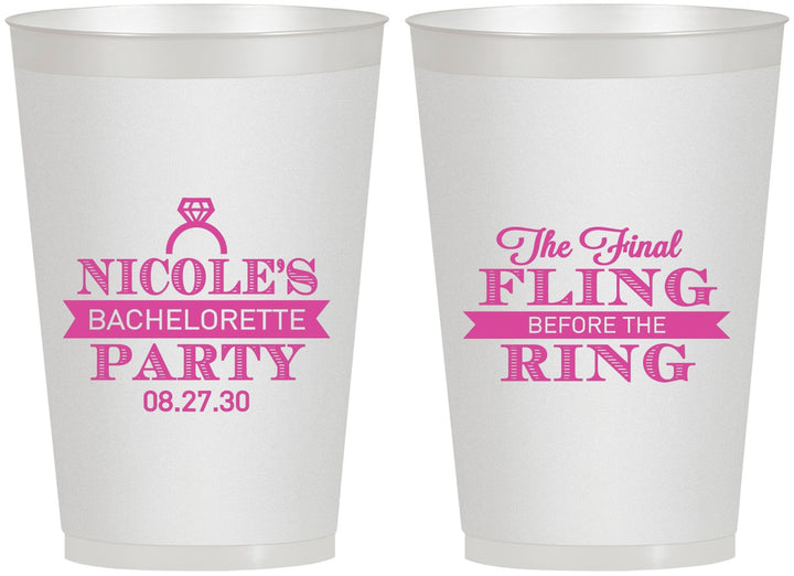 Personalized Bachelorette 12 oz Frosted Cups - Final Fling Before The Ring | 60110