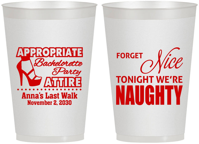 Personalized Bachelorette 12 oz Frosted Cups - Nice Tonight Naughty | 60112