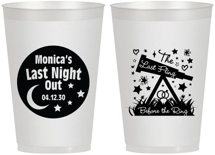 Personalized Bachelorette 12 oz Frosted Cups - Last Fling Before Rings | 60113