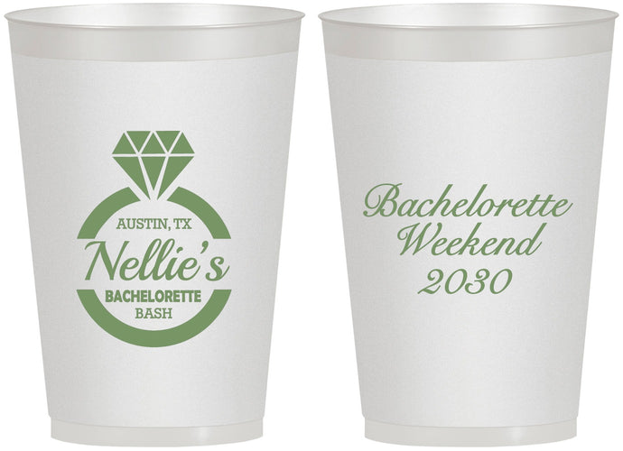 Personalized Bachelorette 12 oz Frosted Cups - Ring | 60115