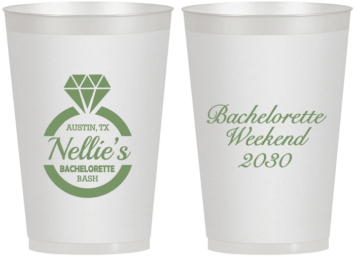 Personalized Bachelorette 12 oz Frosted Cups - Ring | 60115