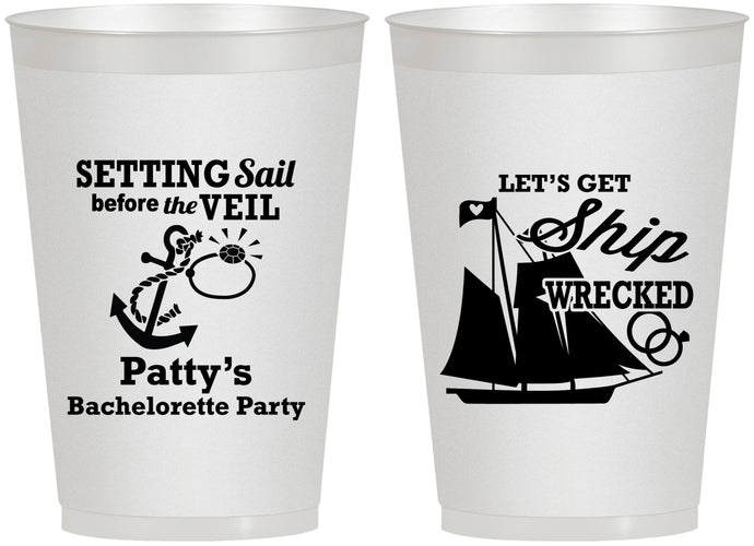 Personalized Bachelorette 12 oz Frosted Cups - Setting Sail Before Veil | 60116