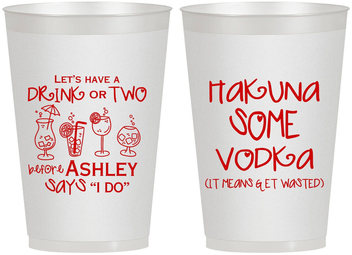 Personalized Bachelorette 12 oz Frosted Cups - Lets Get Wasted | 60119