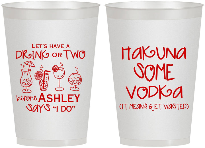 Personalized Bachelorette 12 oz Frosted Cups - Lets Get Wasted | 60119
