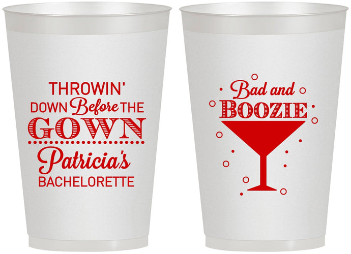 Personalized Bachelorette 12 oz Frosted Cups - Bad And Boozie | 60121