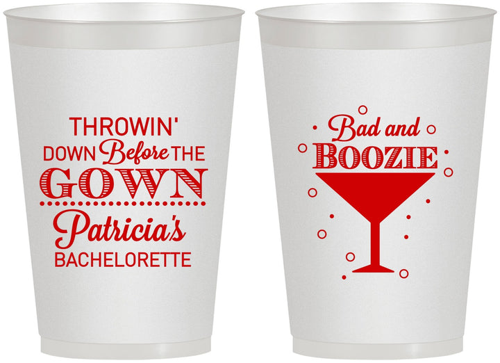 Personalized Bachelorette 12 oz Frosted Cups - Bad And Boozie | 60121
