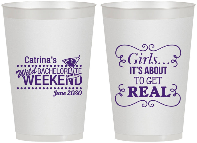 Personalized Bachelorette 12 oz Frosted Cups - About To Get Real | 60123