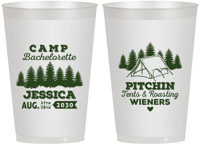 Personalized Bachelorette 12 oz Frosted Cups - Camping | 60124
