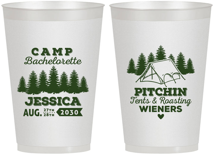 Personalized Bachelorette 12 oz Frosted Cups - Camping | 60124