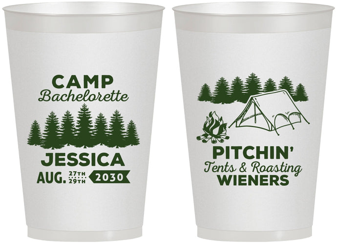 Personalized Bachelorette 12 oz Frosted Cups - Camping | 60125