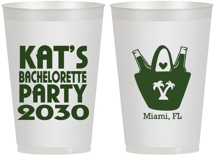 Personalized Bachelorette 12 oz Frosted Cups - Beach | 60126