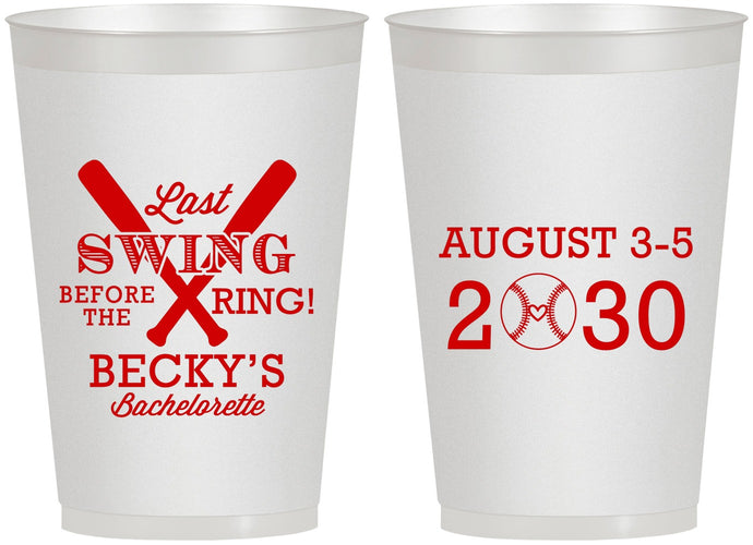 Personalized Bachelorette 12 oz Frosted Cups - Last Swing Before Ring | 60127