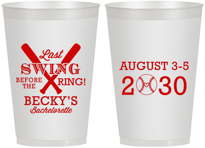 Personalized Bachelorette 12 oz Frosted Cups - Last Swing Before Ring | 60127