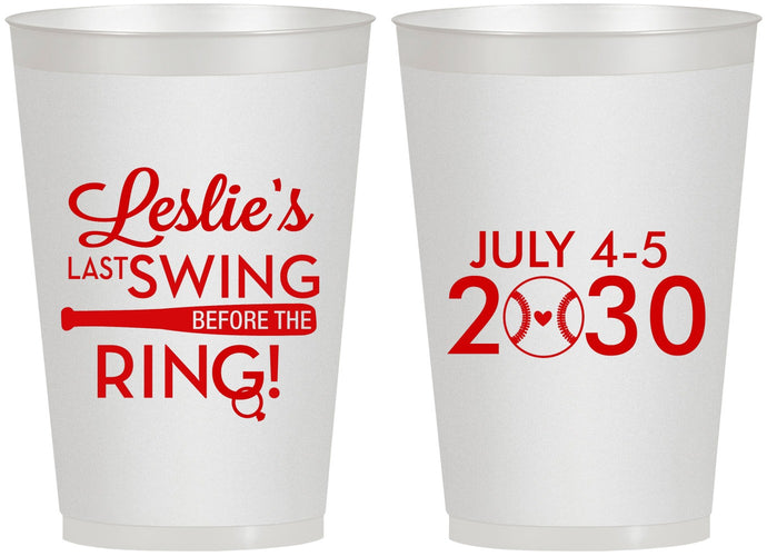 Personalized Bachelorette 12 oz Frosted Cups - Last Swing Before Ring | 60128