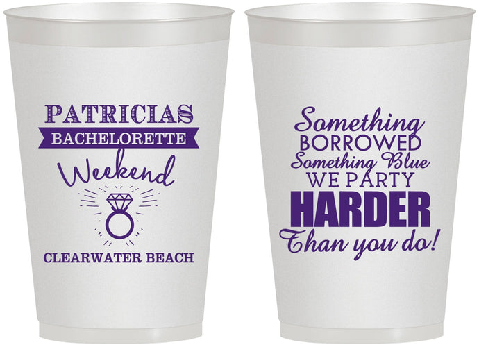 Personalized Bachelorette 12 oz Frosted Cups - Something Borrowed | 60130