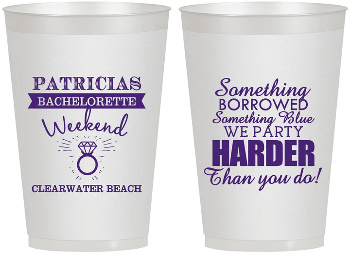 Personalized Bachelorette 12 oz Frosted Cups - Something Borrowed | 60130
