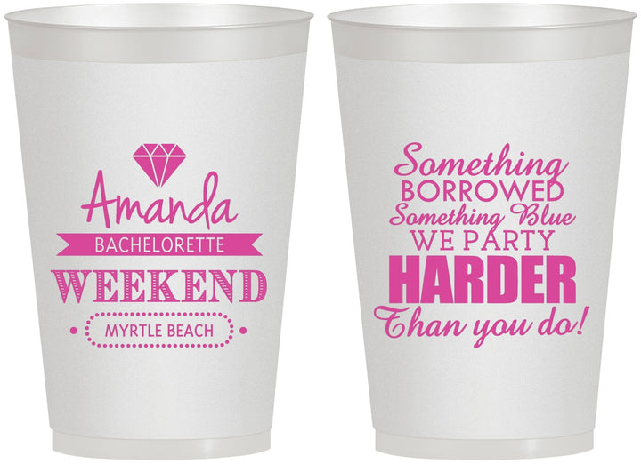 Personalized Bachelorette 12 oz Frosted Cups - Something Borrowed | 60131