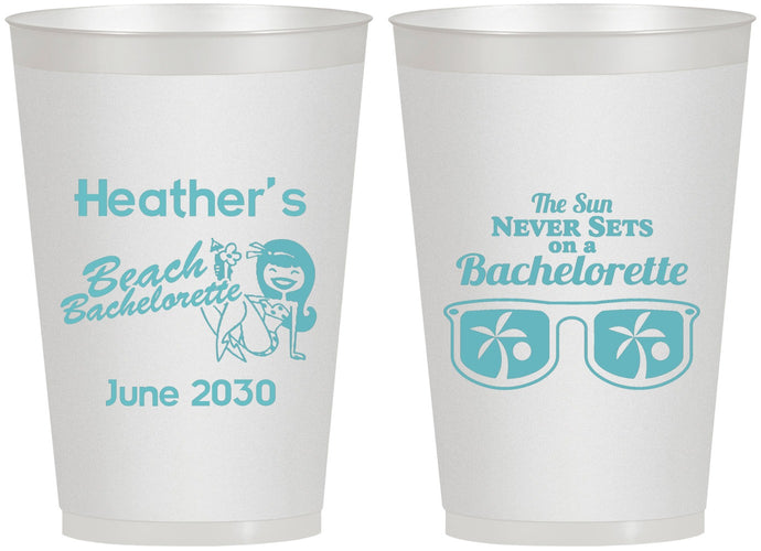 Personalized Bachelorette 12 oz Frosted Cups - Beach | 60135