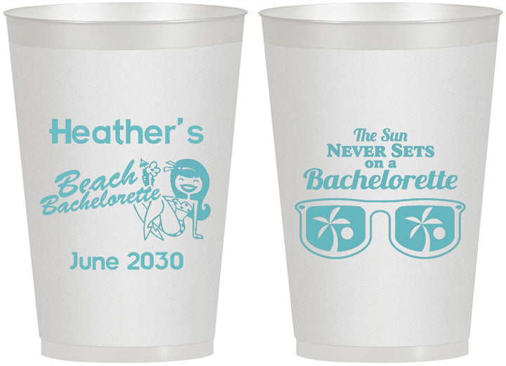 Personalized Bachelorette 12 oz Frosted Cups - Beach | 60135