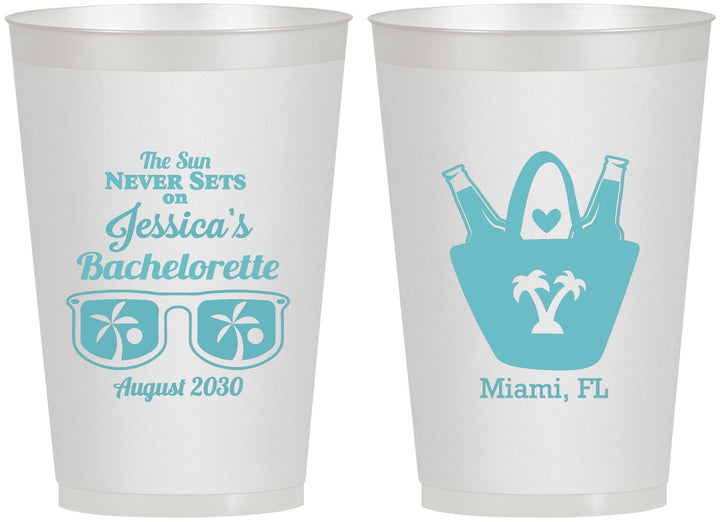 Personalized Bachelorette 12 oz Frosted Cups - Beach Sun Never Sets | 60136
