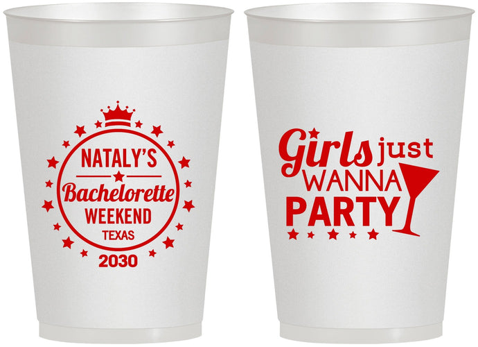 Personalized Bachelorette 12 oz Frosted Cups - Girls Just Wanna Party | 60139