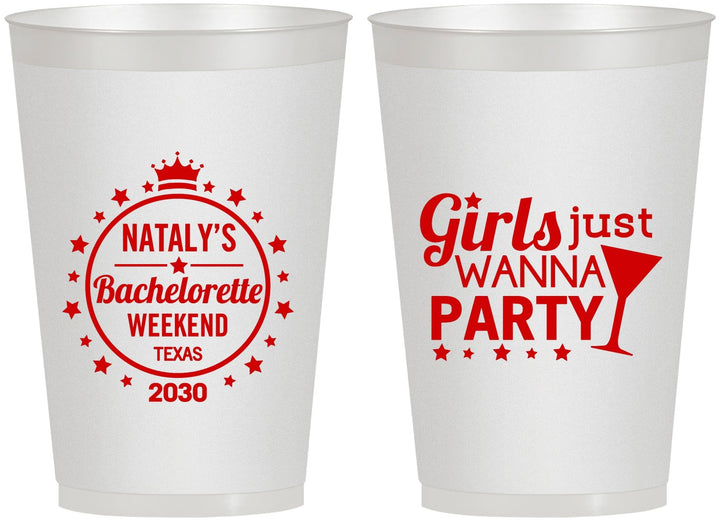 Personalized Bachelorette 12 oz Frosted Cups - Girls Just Wanna Party | 60139