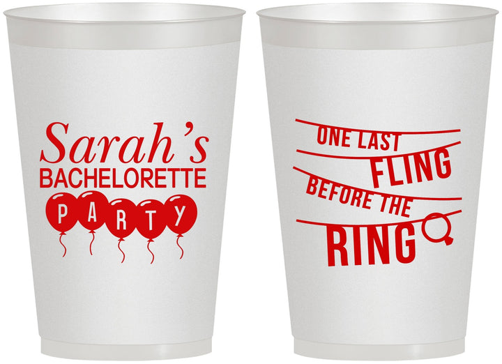 Personalized Bachelorette 12 oz Frosted Cups - Last Fling Before Rings | 60140