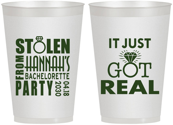 Personalized Bachelorette 12 oz Frosted Cups - Just Got Real | 60141