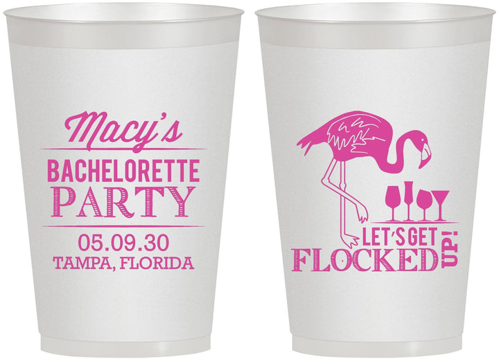 Personalized Bachelorette 12 oz Frosted Cups - Lets Get Flocked Up | 60143
