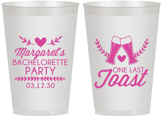 Personalized Bachelorette 12 oz Frosted Cups - One Last Toast | 60147