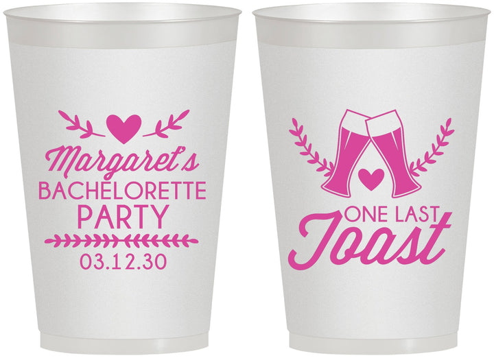 Personalized Bachelorette 12 oz Frosted Cups - One Last Toast | 60147
