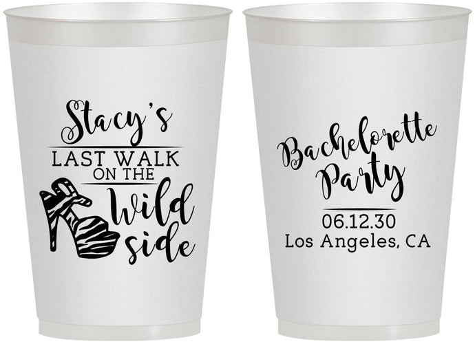 Personalized Bachelorette 12 oz Frosted Cups - Last Walk Wild Side | 60148