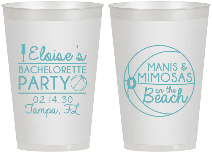 Personalized Bachelorette 12 oz Frosted Cups - Manis Mimosas | 60149