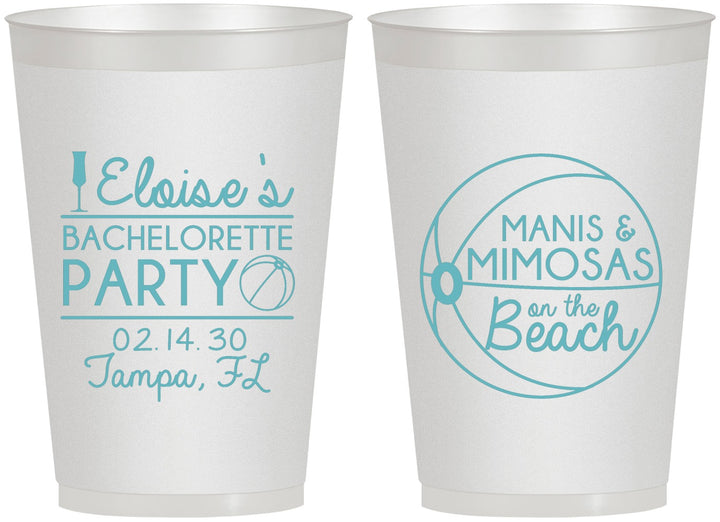 Personalized Bachelorette 12 oz Frosted Cups - Manis Mimosas | 60149