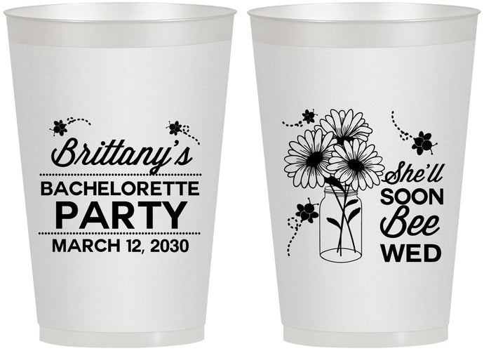 Personalized Bachelorette 12 oz Frosted Cups - She Will Soon Bee Wed | 60151
