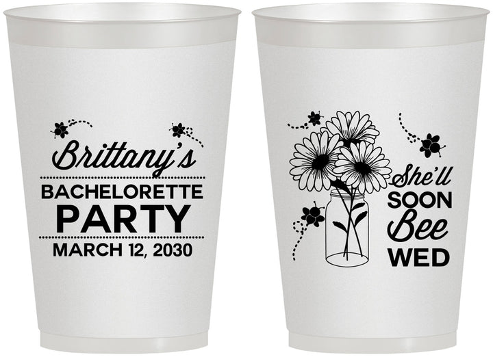 Personalized Bachelorette 12 oz Frosted Cups - She Will Soon Bee Wed | 60151