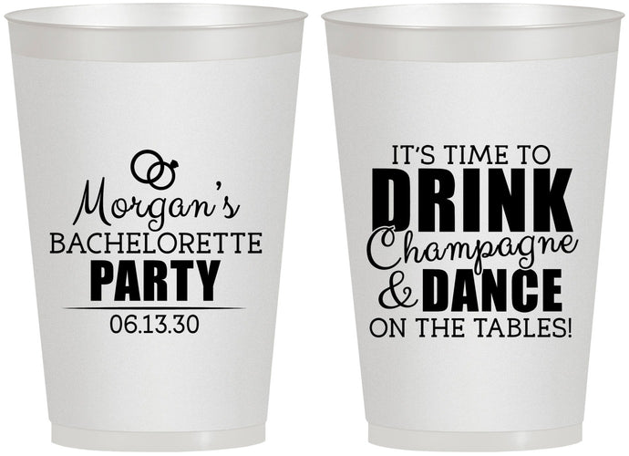 Personalized Bachelorette 12 oz Frosted Cups - Drink Champagne Dance | 60154