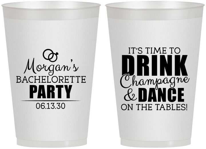 Personalized Bachelorette 12 oz Frosted Cups - Drink Champagne Dance | 60154