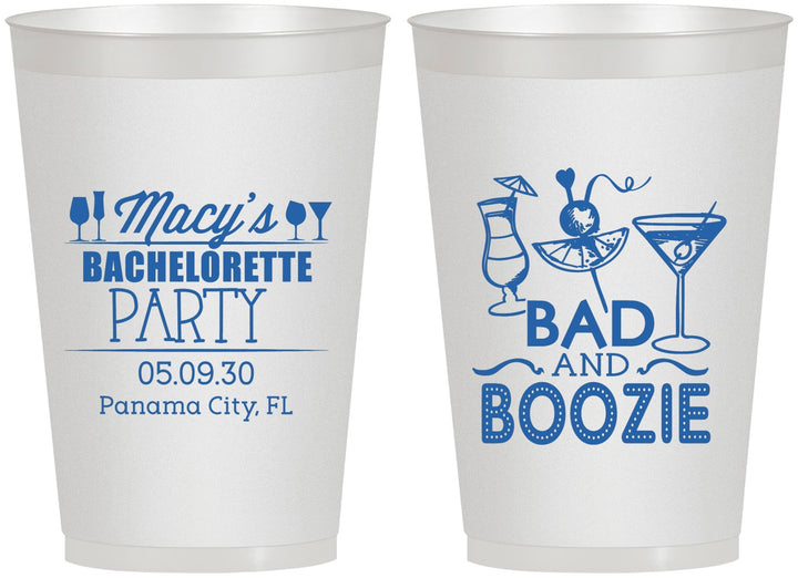 Personalized Bachelorette 12 oz Frosted Cups - Bad And Boozie | 60155