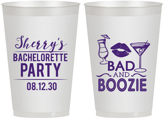 Personalized Bachelorette 12 oz Frosted Cups - Bad And Boozie | 60156