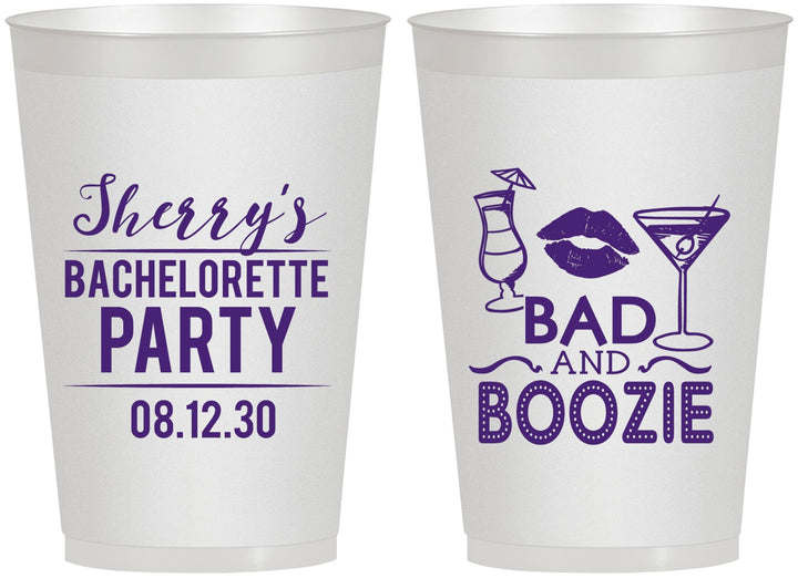 Personalized Bachelorette 12 oz Frosted Cups - Bad And Boozie | 60156
