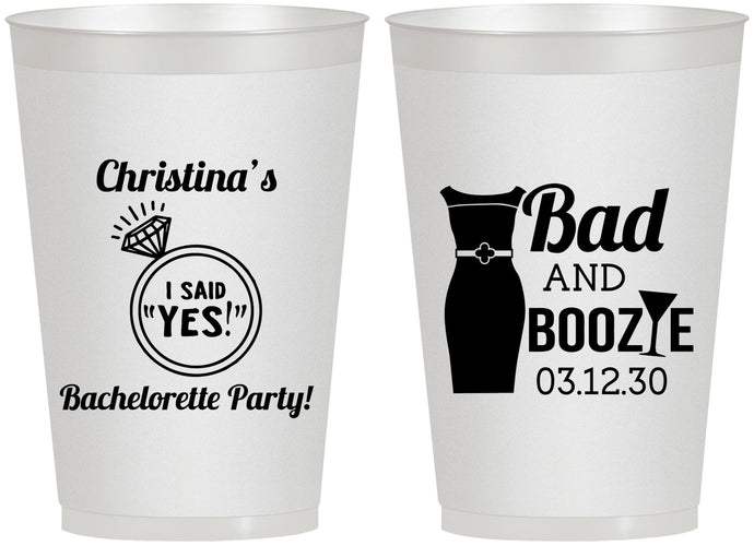 Personalized Bachelorette 12 oz Frosted Cups - Bad And Boozie | 60157
